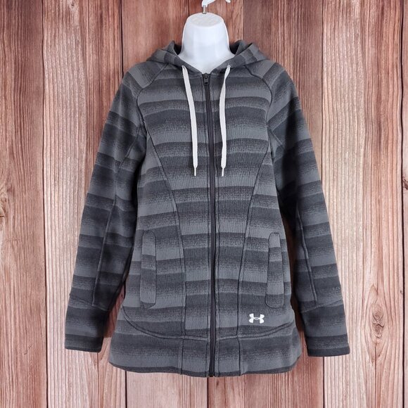 *READ* Under Armour Womens Medium Storm Full Zip Hooded Jacket Gray 1240071 - Picture 1 of 14